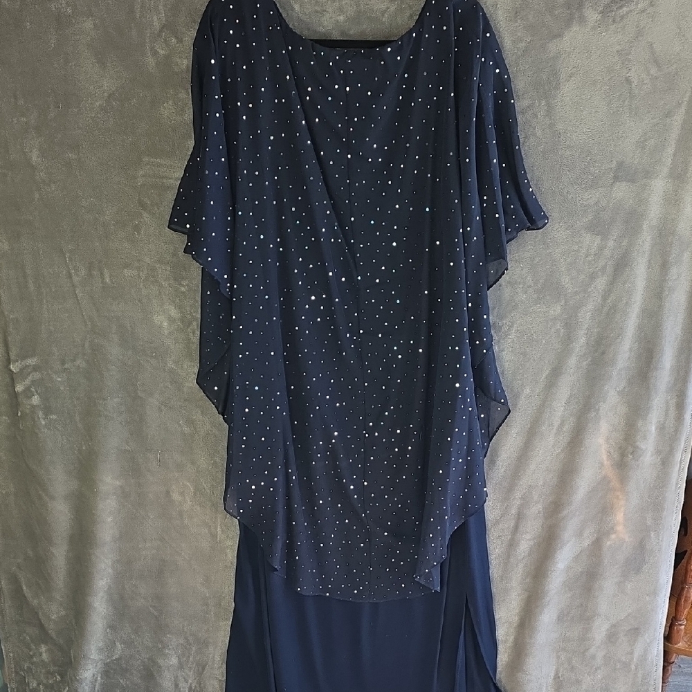 Glamour Navy Dress with Silver Accents - Picture 6 of 13